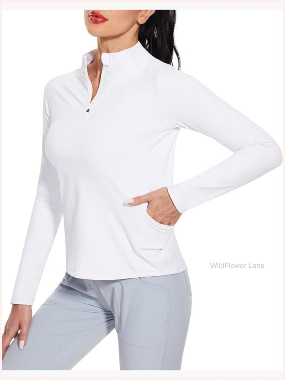 Womens Golf Quarter Zip Pullover Long Sleeve Sun Protection Athletic Top with